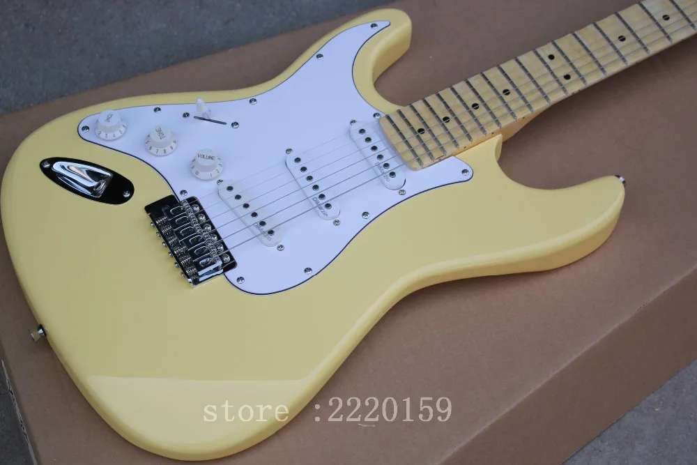 

left hand Scalloped Fingerboard, Dimarzio Pickups, Vintage yellow cream Yngwie Malmsteen Big Head ST Electric Guitar guitarra
