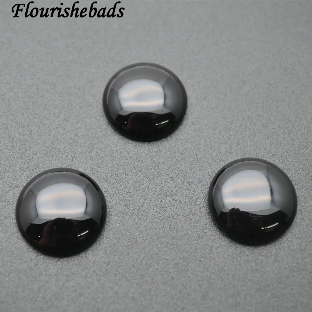 

20mm Natural Black Onyx Agate Flat Round Stone Cabochon Cabs 30pc Per Order