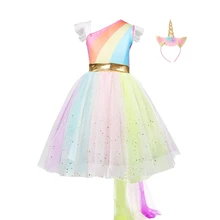 Платья для девочек; платье с единорогом; рождественское платье; Новогодняя одежда; костюмы для детей; зимняя одежда для костюмированной вечеринки; юбка-пачка; сказочная запутанная