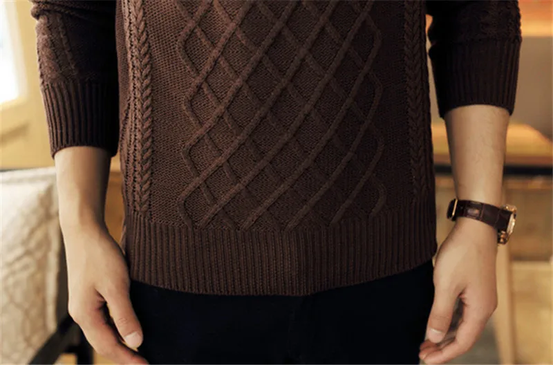 Брендовые мужские свитера, осенний и зимний мужской свитер, толстый однотонный жаккардовый свитер для мужчин