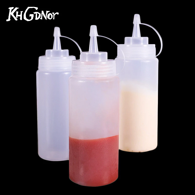 

KHGDNOR Plastic Squeezing Sauce Bottle Dispenser Bottle with Cap Safe for Salad Vinegar Oil Ketchup Cookling Tools