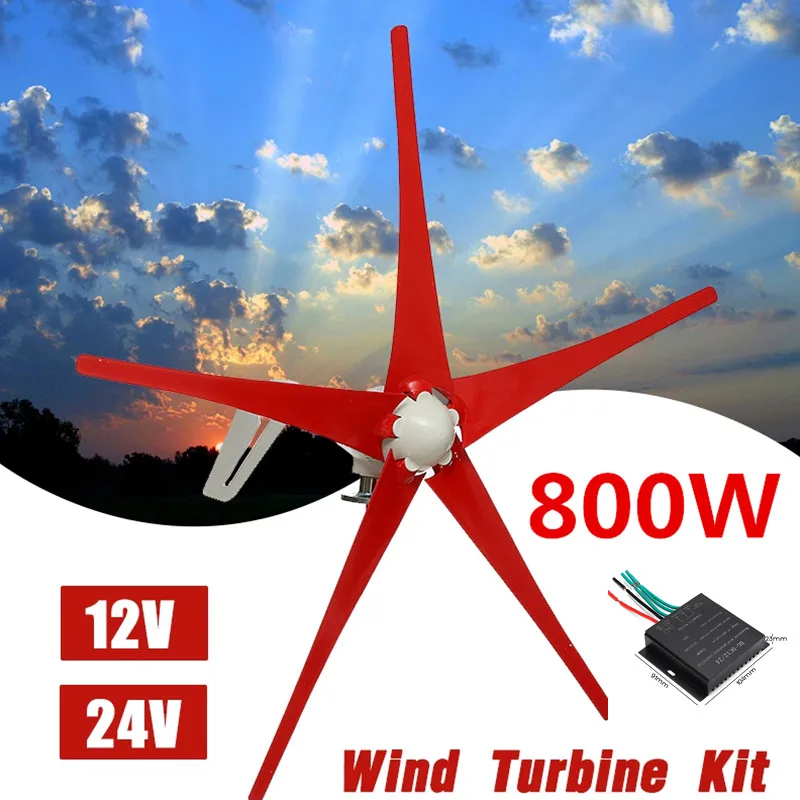 

Wind Generator+Controller Real 600W 12V 24V 5 Nylon Fiber Blade Horizontal Home Wind Turbines Power Energy Turbines Charge