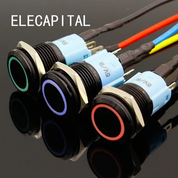 

3V 5V 12V 24V 48V 110V 220V LED Locking 16mm Waterproof Metal Push Button Switch maintained metal switch Latching push button