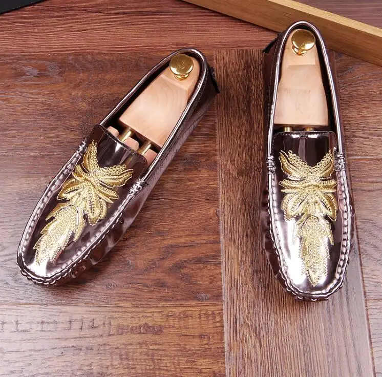 as pic 2 Вышивка Мужские мокасины Gommino Мода slip-on платье кожаные мокасины для Для мужчин вечерние офисные повседневная обувь - Цвет: as pic 2