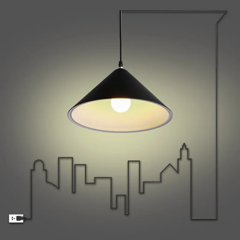 

Vintage Retro Loft Brief Black/white Aluminum Led E27 Pendnat Light For Dining Room Living Room Balcony Bar Deco 2236