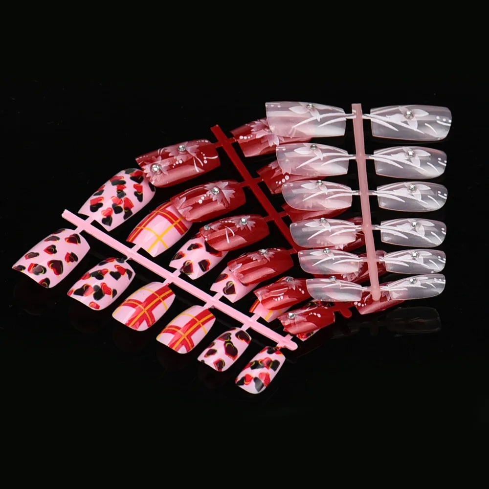 144 шт смешанный Набор накладных ногтей пластиковые накладные ногти искусство акриловый маникюр Гель французский маникюр лист Лидер продаж