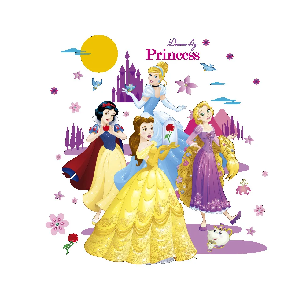 Disney ПВХ Принцесса наклейка для детской комнаты Девушка Спальня мультфильм прикроватная наклейка креативная гостиная модная наклейка