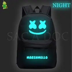 Marshmello DJ лицо рюкзак с отражающими вставками школьные сумки для подростков мальчиков рюкзак для девочек с отделением для ноутбука Для