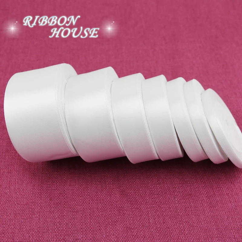 

(25 yards/roll) White Single Face Satin Ribbon Wholesale Gift Wrapping Christmas ribbons