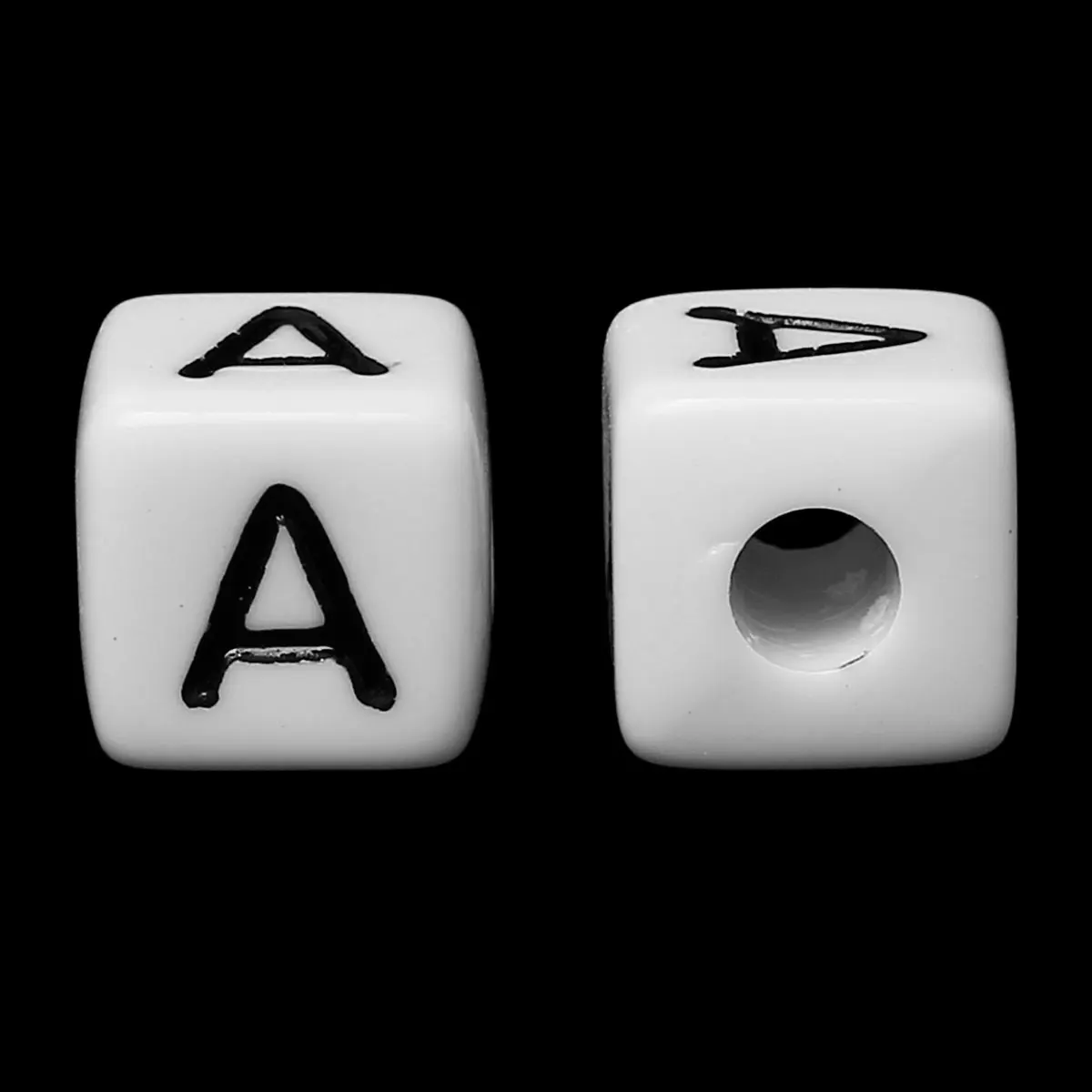 DoreenBeads акриловые бусины-разделители кубики белые и черные буквы "а" около 10 мм(3/") х 10 мм(3/8"), отверстие: 3,6 мм, 100 шт