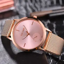 YOLAKO модные Для женщин кварцевые часы класса люкс Пластик кожа аналоговые женские наручные часы широкая сетка ремень часы женские часы D50