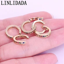 10 пар Золотая, радужная cz цвет яркий тонкий круг нежные серьги