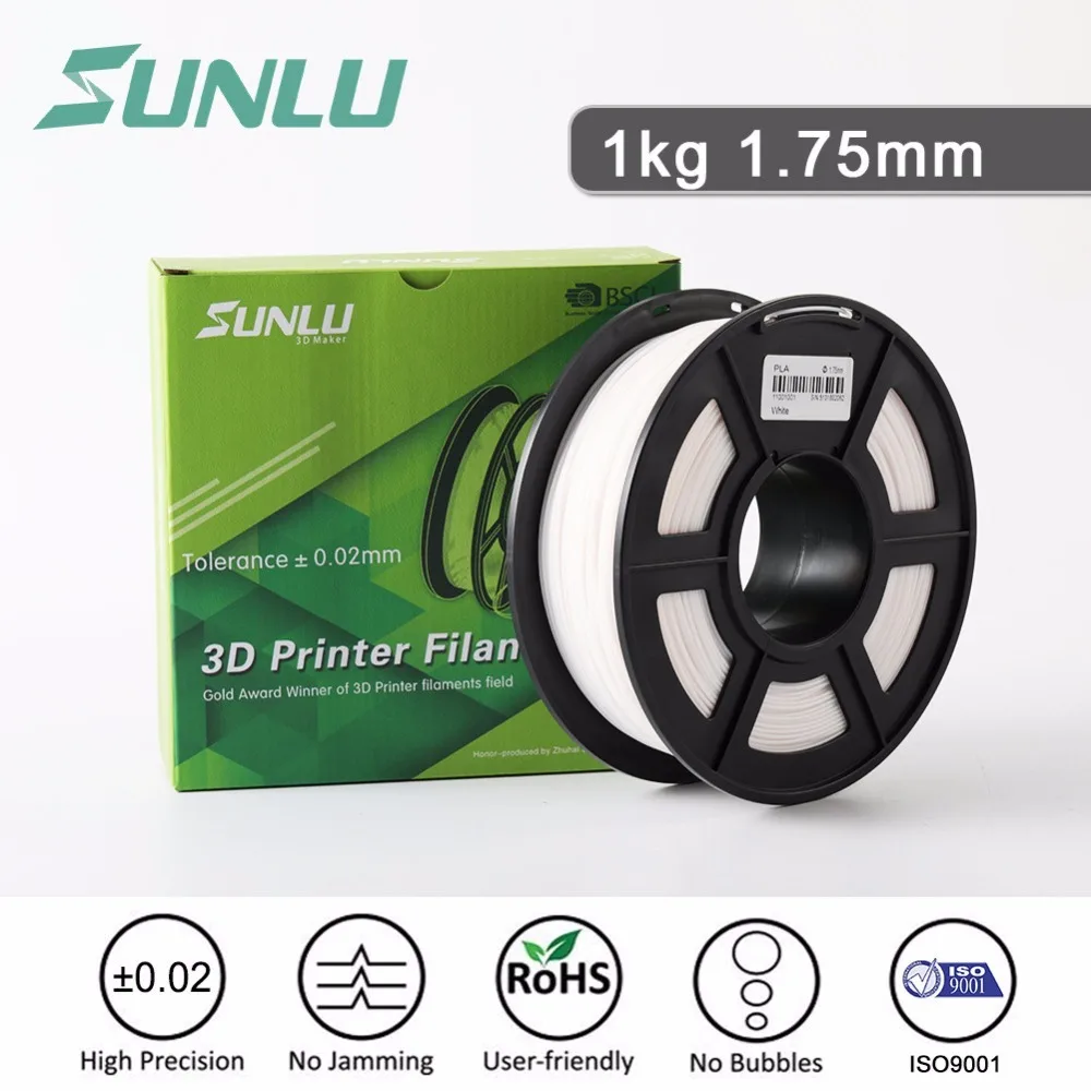 

new free ship SUNLU 3D Printer Filament PLA 1.75mm 1KG/Roll with Spool customize logo available PLA printer filament