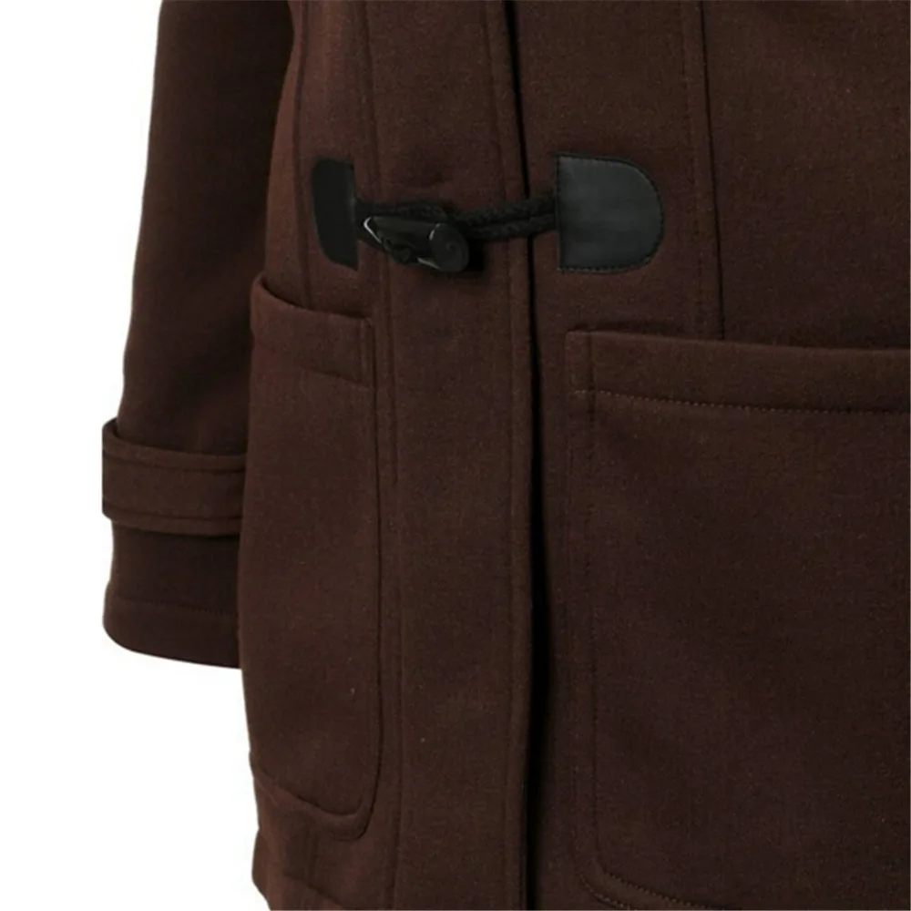 Модная куртка, Женский Тренч, пальто, женское повседневное длинное пальто на молнии с капюшоном, Роговая пуговица, верхняя одежда, осень, толстая подкладка, куртка, пальто