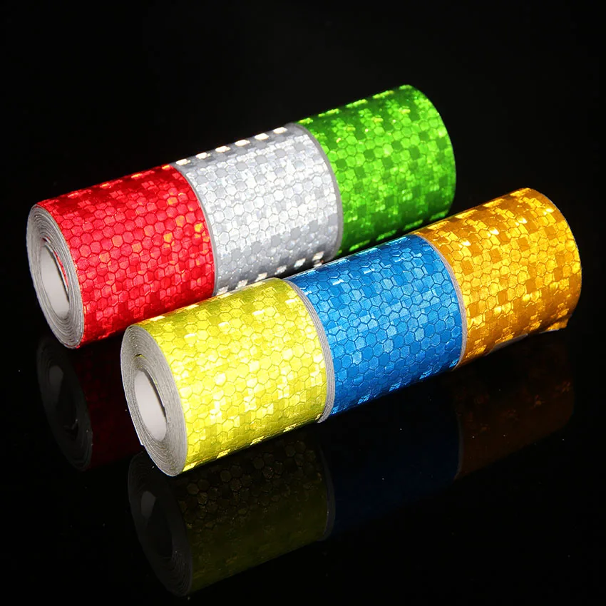 

5cmx3m Safety Mark Reflective Tape Stickers For Bicycles Frames Self Adhesive Film Warning Tape Reflective Film 6 colors