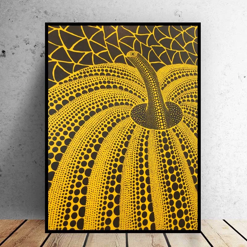 SELFLESSLY ART Yayoi Kusama Canvas Art Red Pumpkin Printed Oil Painting On Canvas Wall Painting for Home Decor Wall Picture - Цвет: Цвет: желтый