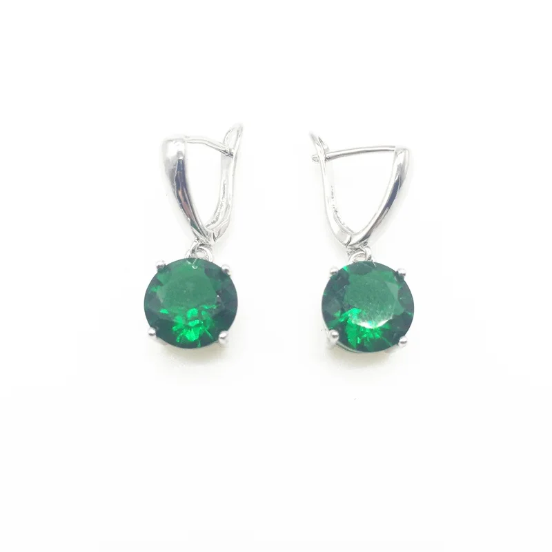 

Silver 925 Jewellery Wedding Green Zircon Women Jewelry Earrings With Stones Gift
