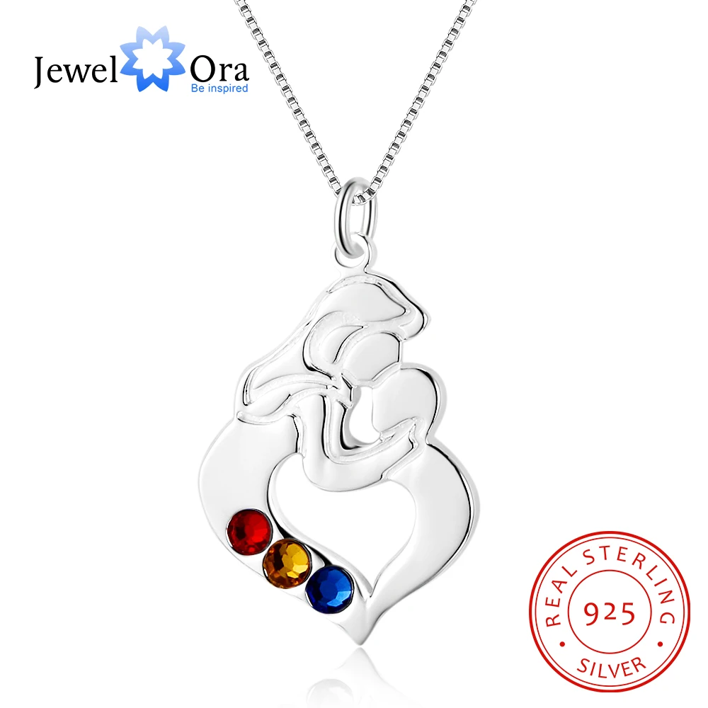 mother child pendant with birthstone