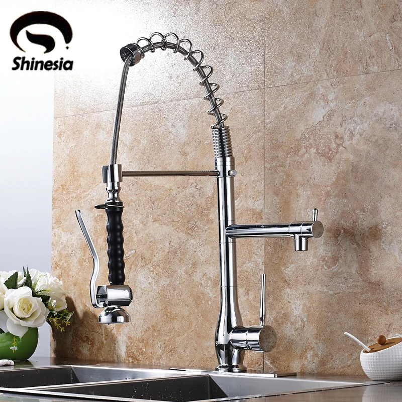 

Chrome Polished Kitchen Sink Faucet Single Handle 360 Degree Rotating Mixer Tap Hot & Cold Water Tap with Cover Plate