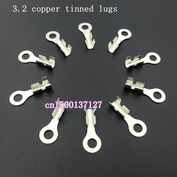 

100pcs 3.2 round lugs cold junction terminal copper opening nose O round bare end