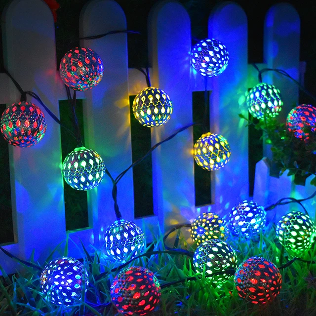 Guirlande solaire boule marocaine 10/20, éclairage féerique décoratif pour  vacances, noël, décoration extérieure de mariage - AliExpress