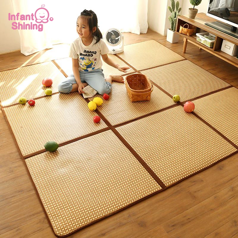 Infant Shining Rattan Play Mat Foldable 1CM Thickness Baby Climbing Mat
