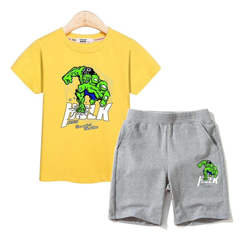 Aimi lakana/детская одежда с героями мультфильмов одежда для мальчиков летние футболки+ хлопковые шорты комплекты из 2 предметов Детские костюмы с 3D принтом Халка - Цвет: 2
