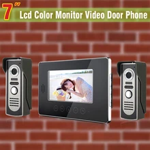 De alta calidad de 7 pulgadas de monitor de video teléfono de puerta de intercomunicación timbre 2 Cámara Timbre de Portero Automático Intercom Sistema de visión Nocturna de La Ayuda