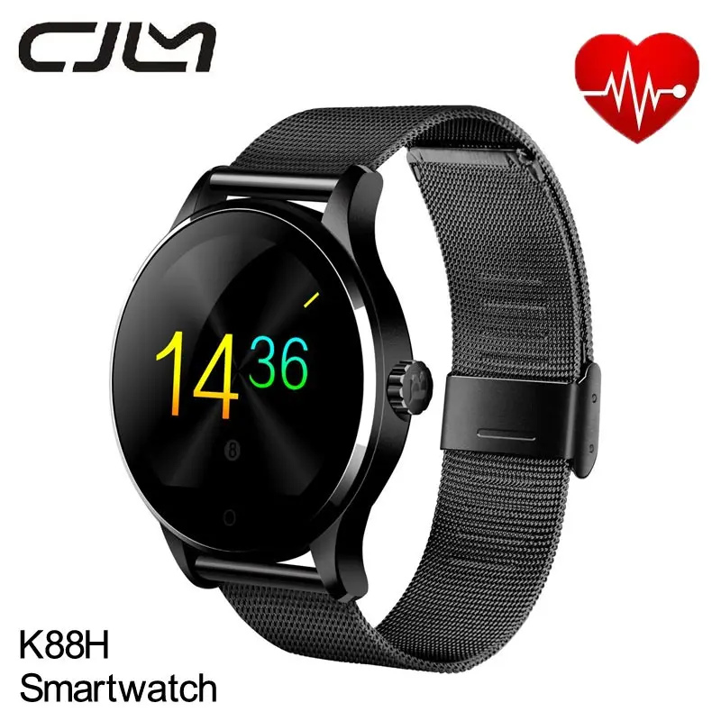 Смарт часы k88h SmartWatch сердечного ритма Мониторы круглый Montre разъем Bluetooth