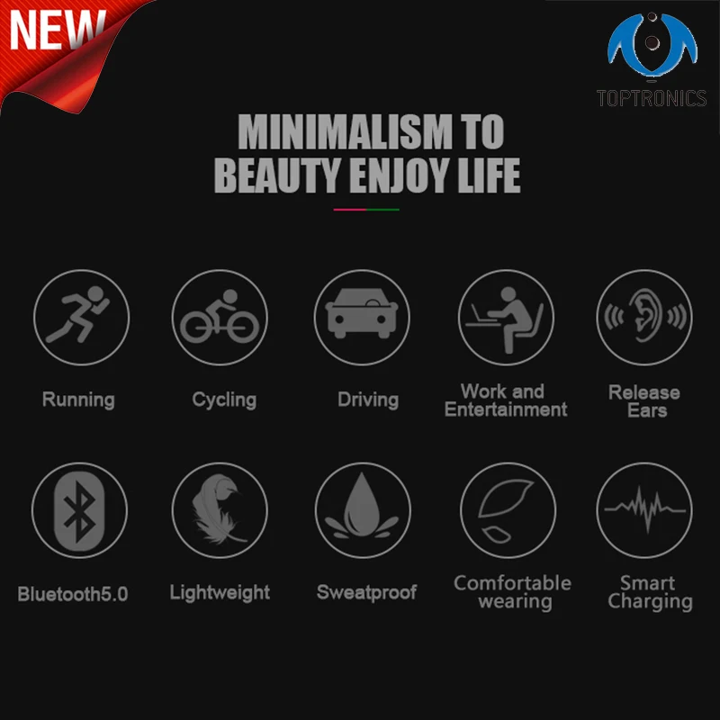 

New Arriverl Bone Conduction Techology Open Ear Wireless Bluetooth Stereo Waterproof Neck-strap Earphones for Wowan Lady Gifts