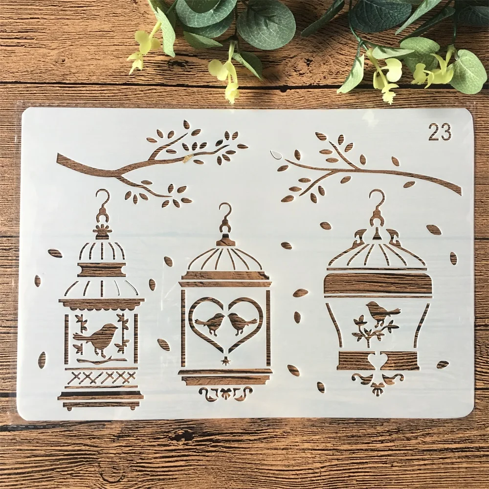 

26cm Bird Cage Branch DIY Craft Layering Stencils Painting Scrapbooking Stamping Embossing Album Paper Card Template