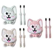 Мультфильм собака настенный держатель для зубных щеток зубная паста стойки присоски крюк принадлежности для ванной комнаты