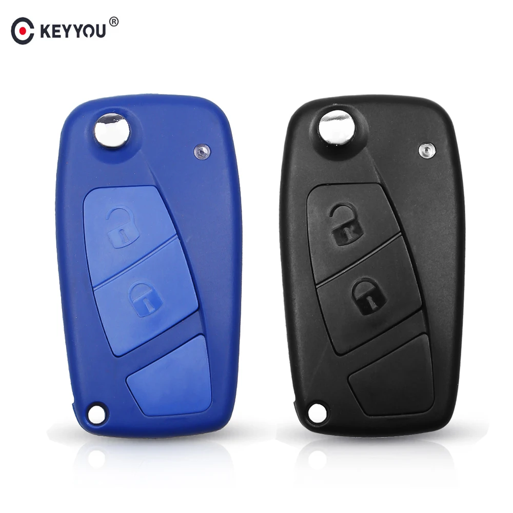 

KEYYOU Replacement 2 Button Keyless Key Shell For FIAT Punto Ducato Stilo Panda Flip Remote Car Key Case Cover SIP22 Blade