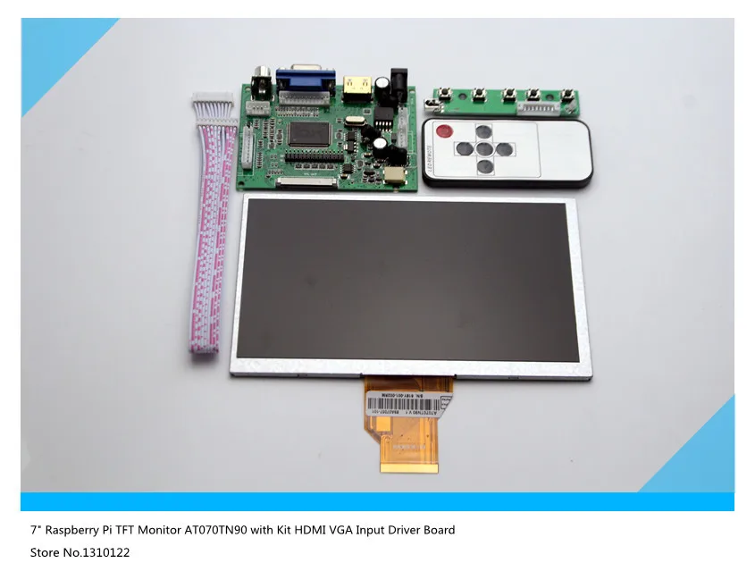 Skylarpu 7''inch LCD Raspberry Pi 3 LCD Display Screen Matrix TFT Monitor AT070TN90 + HDMI VGA AV Input Driver Board Controller