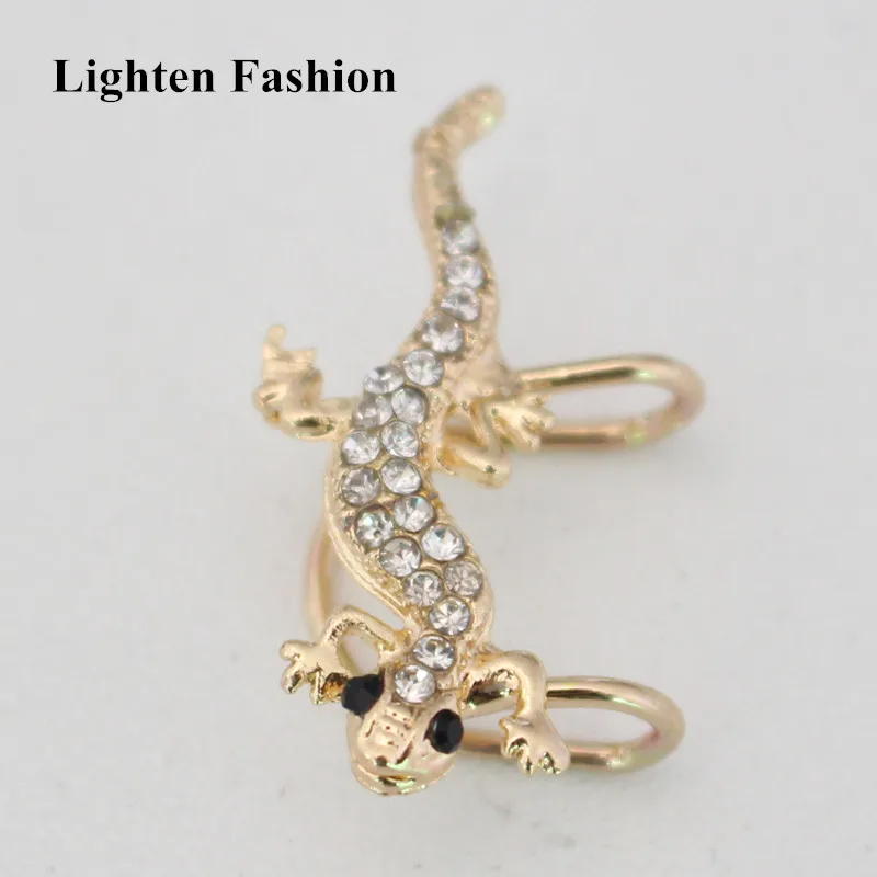 1pc for left ear Women Cute Rhinestone Lizard Ear Cuff Personality Exaggerated Funny Animal Clip