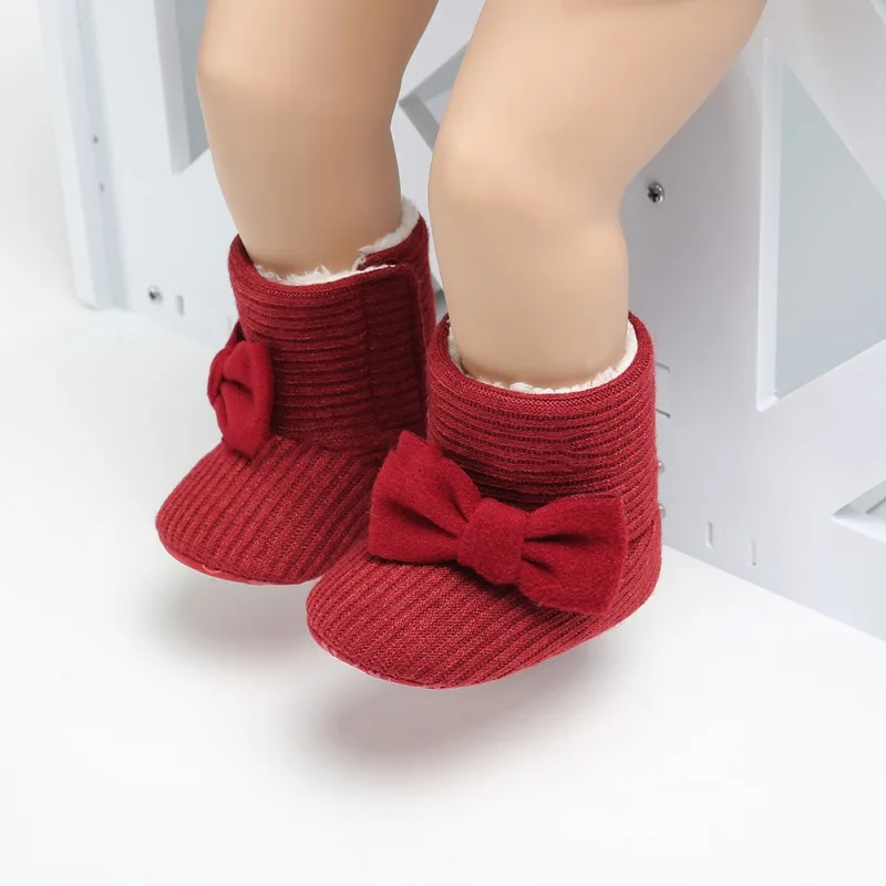 Зимний теплый вязаный ботинки для детей ясельного возраста для детей, на мягкой подошве, обувь детская обувь в цветочек для маленьких девочек ботинки для новорожденных сапоги на возраст от 0 до 18 месяцев - Цвет: 03R
