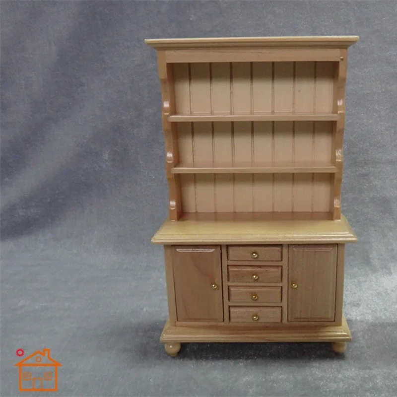 Дисплей шкаф для кухонных шкафов, 3 многослойные деревянные миниатюрный 1/12 весы # C001