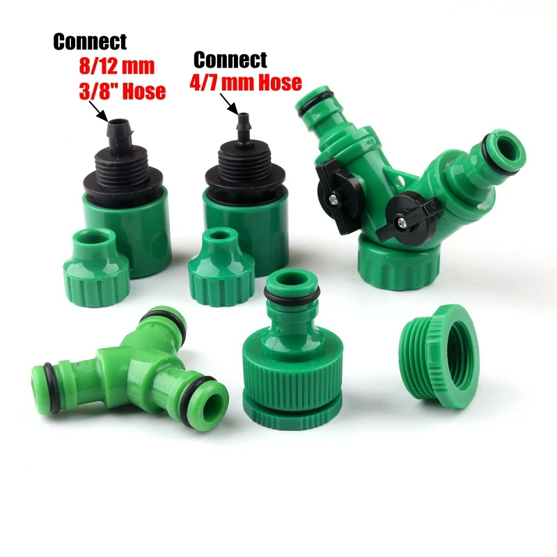 50pcs 8Kinds 3/5mm Garden Hose Connectors Micro Drip Irrigation System Water Hose Tee Pipe Splitters Hose Plug Water Connectors