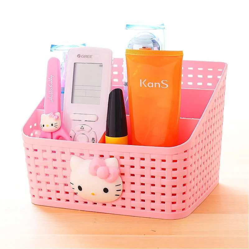 

Cartoon Makeup Organizer Cosmetic Storage Boxes Plastic Skin Care Drawer Hello Kitty Desktop Sundry Jewelry Storage Case Holder