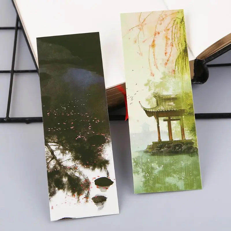 Paper Bookmark 30pcs Creative Chinese Style Paper Bookmarks Painting Cards Retro Boxed Bookmark Commemorative Gifts