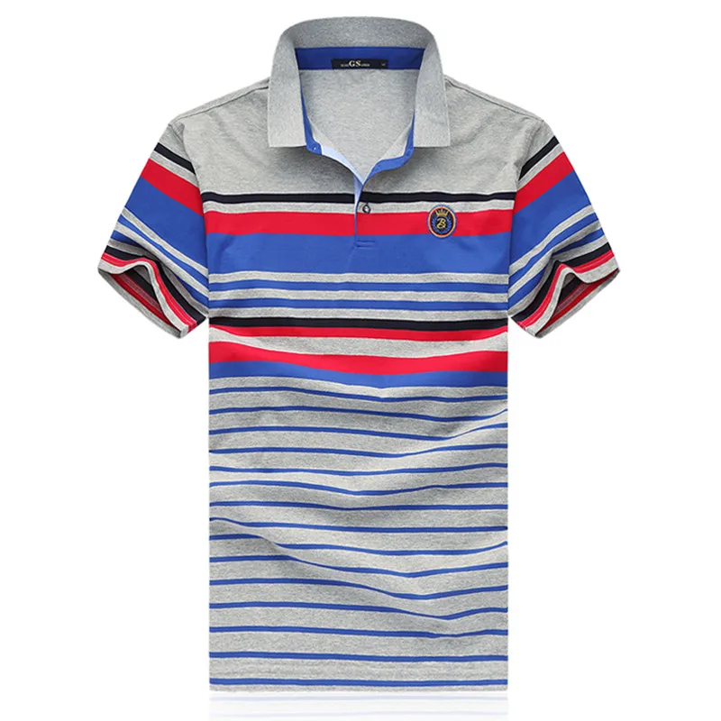 

2017 new summer high quality mens' Short Sleeved Polo-Shirt large size striped Polo shirt L-6XL