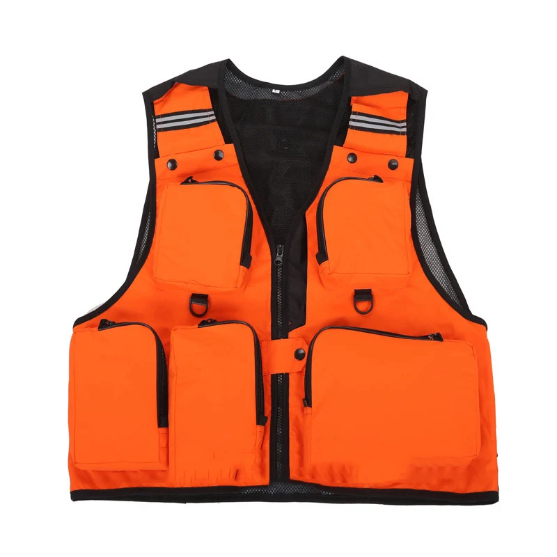 Открытый рыболовный жилет для мужчин, куртка, летняя спортивная одежда, кемпинг, мульти карман, жилет, спасательный жилет для выживания - Цвет: orange