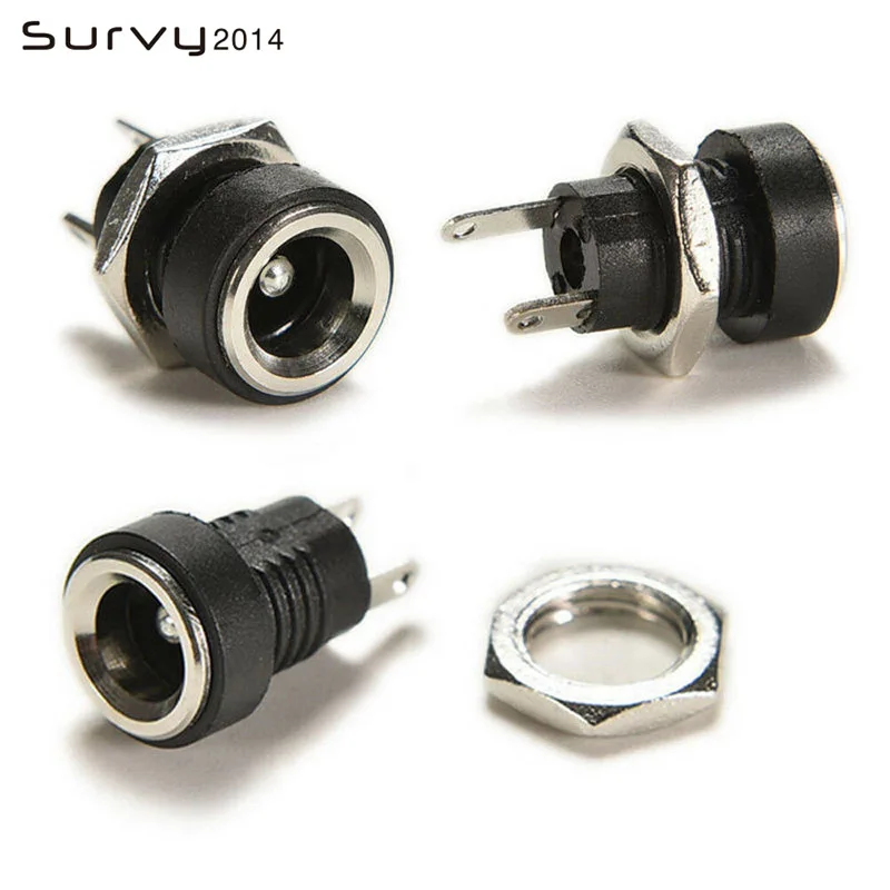 

10Pcs 5.5 x 2.1mm DC Power Supply Jack Socket Female Panel Mount Connector Plug Adapter 2 Terminal Types 5.5x2.1 connectors