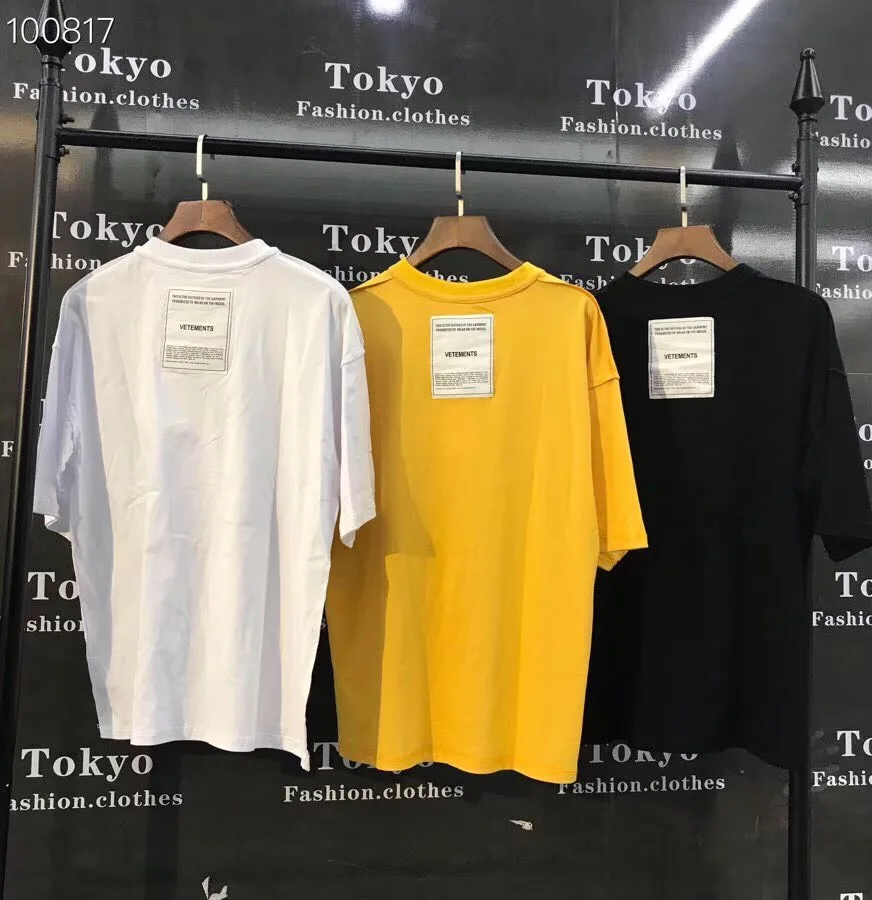2019SS Новый Vetements патч майки 1:1 высокое качество Oversize футболка футболки вышивка обе