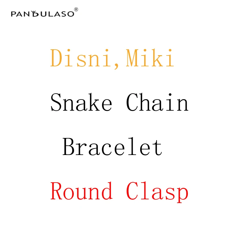

Pandulaso Silver Snake Chain Bracelets with Disni Miki Mouse Round Clasp Clear CZ Fashion Silver 925 Jewelry Women DIY Bracelets