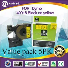 5pk Compatible pour DYMO D1 étiquette bande 40918 noir sur jaune 9mm * 7 M livraison gratuite