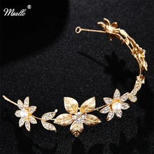 Miallo в стиле барокко свадебные тиары лист жемчуг цветок горный хрусталь Свадебные аксессуары для волос повязка Корона ювелирные изделия