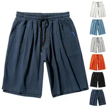 Мужской Пляжный однотонный Повседневный Свободный ремень эластичные шорты для серфинга Модные мужские льняные повседневные однотонные Широкие пляжные повседневные Популярные