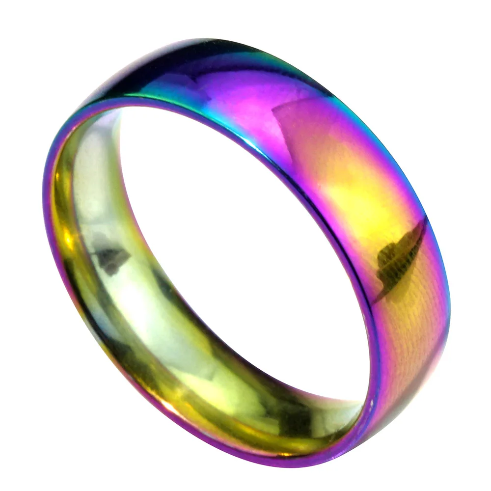 memolissa 6mm titanium steel wedding band ring rainbow colorful finger ring unique design for gift - Rainbow Wedding Rings memolissa 6mm titanium steel wedding band ring rainbow colorful finger ring unique design for gift - Rainbow Wedding Rings