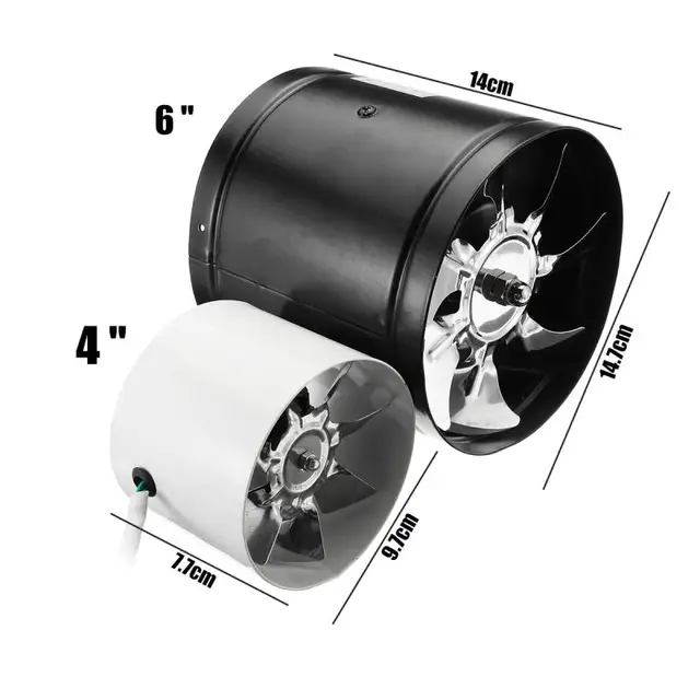 4”/ 6”  In Line Fans Hydroponic House Room Window Air Vent Clean Cooling Toilet Bathrom Kitchen Ventilator Exhaust Fan